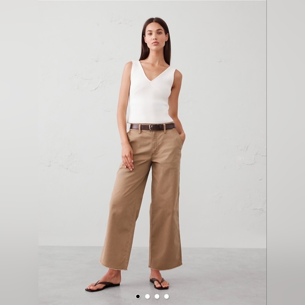 Banana Republic Wide-leg High-rise Crpped Chinos Size 10 Tan NWOT
